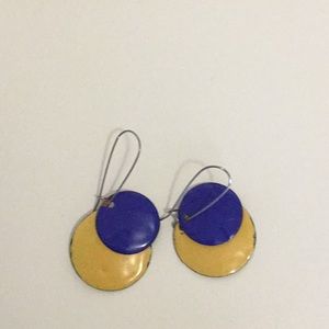 Yellow and blue drop earrings